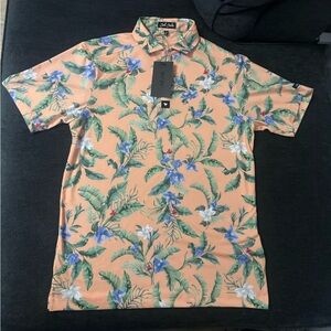 Bad Birdie Mens Golf Polo Shirt Flora Fiesta Floral Short Sleeve Sz S NWT